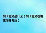 网卡驱动是什么（网卡驱动在哪里简介介绍）
