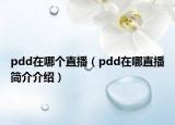 pdd在哪个直播（pdd在哪直播简介介绍）