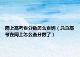 网上高考查分数怎么查询（急急高考在网上怎么查分数了）