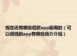 现在还有哪些借款app能用的（可以借钱的app有哪些简介介绍）