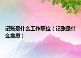 记账是什么工作职位（记账是什么意思）