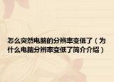 怎么突然电脑的分辨率变低了（为什么电脑分辨率变低了简介介绍）