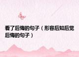 看了后悔的句子（形容后知后觉后悔的句子）