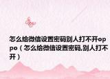怎么给微信设置密码别人打不开oppo（怎么给微信设置密码,别人打不开）