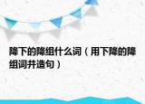 降下的降组什么词（用下降的降组词并造句）