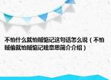 不怕什么就怕贼惦记这句话怎么说（不怕贼偷就怕贼惦记啥意思简介介绍）