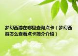 梦幻西游在哪里查询点卡（梦幻西游怎么查看点卡简介介绍）
