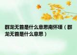 群龙无首是什么意思南怀瑾（群龙无首是什么意思）