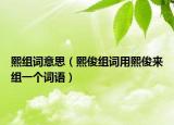 熙组词意思（熙俊组词用熙俊来组一个词语）