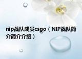 nip战队成员csgo（NIP战队简介简介介绍）