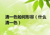 清一色如何形容（什么清一色）