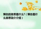 懈怠的意思是什么?（懈怠是什么意思简介介绍）