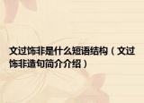 文过饰非是什么短语结构（文过饰非造句简介介绍）