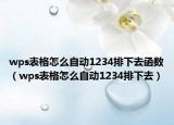 wps表格怎么自动1234排下去函数（wps表格怎么自动1234排下去）