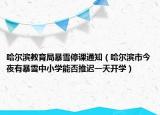哈尔滨教育局暴雪停课通知（哈尔滨市今夜有暴雪中小学能否推迟一天开学）