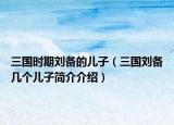 三国时期刘备的儿子（三国刘备几个儿子简介介绍）