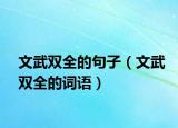 文武双全的句子（文武双全的词语）