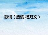 歌词（应该 杨乃文）