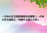 一片冰心在玉壶的典故出自哪里（一片冰心在玉壶的上一句是什么简介介绍）