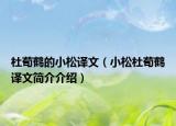 杜荀鹤的小松译文（小松杜荀鹤译文简介介绍）