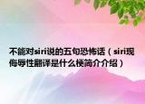 不能对siri说的五句恐怖话（siri现侮辱性翻译是什么梗简介介绍）