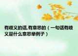 有歧义的话,有意思的（一句话有歧义是什么意思举例子）