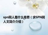 spn同人是什么意思（求SPN同人文简介介绍）