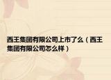 西王集团有限公司上市了么（西王集团有限公司怎么样）