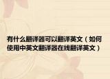 有什么翻译器可以翻译英文（如何使用中英文翻译器在线翻译英文）