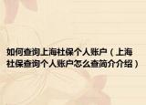 如何查询上海社保个人账户（上海社保查询个人账户怎么查简介介绍）