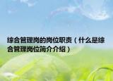 综合管理岗的岗位职责（什么是综合管理岗位简介介绍）
