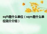 sqft是什么单位（sqm是什么单位简介介绍）