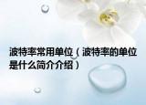 波特率常用单位（波特率的单位是什么简介介绍）