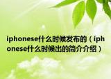 iphonese什么时候发布的（iphonese什么时候出的简介介绍）