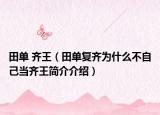 田单 齐王（田单复齐为什么不自己当齐王简介介绍）