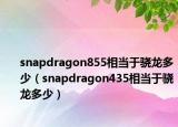 snapdragon855相当于骁龙多少（snapdragon435相当于骁龙多少）