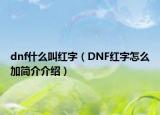 dnf什么叫红字（DNF红字怎么加简介介绍）