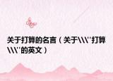 关于打算的名言（关于\