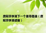 唐懿宗李漼下一个皇帝是谁（唐懿宗李漼读音）