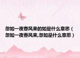 忽如一夜春风来的如是什么意思（忽如一夜春风来,忽如是什么意思）
