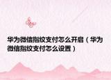 华为微信指纹支付怎么开启（华为微信指纹支付怎么设置）