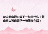 楚山秦山皆白云下一句是什么（楚山泰山皆白云下一句简介介绍）