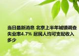当日最新消息 北京上半年城镇调查失业率4.7% 居民人均可支配收入多少