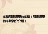 车牌鄂是哪里的车牌（鄂是哪里的车牌简介介绍）