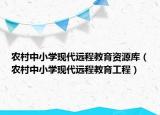 农村中小学现代远程教育资源库（农村中小学现代远程教育工程）