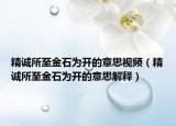 精诚所至金石为开的意思视频（精诚所至金石为开的意思解释）