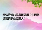 网络营销总监求职简历（中国网络营销职业经理人）