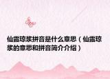 仙露琼浆拼音是什么意思（仙露琼浆的意思和拼音简介介绍）
