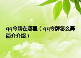 qq令牌在哪里（qq令牌怎么弄简介介绍）