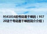 9541016的号码是干嘛的（95720这个号码是干嘛的简介介绍）
